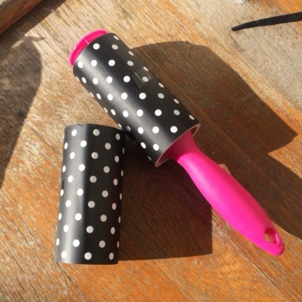Pink Lint Roller With Polka dot Refilll